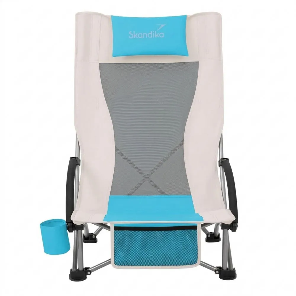 Leichter faltbarer Strandstuhl mit Mesh und Getränkehalter-Lutrivora
