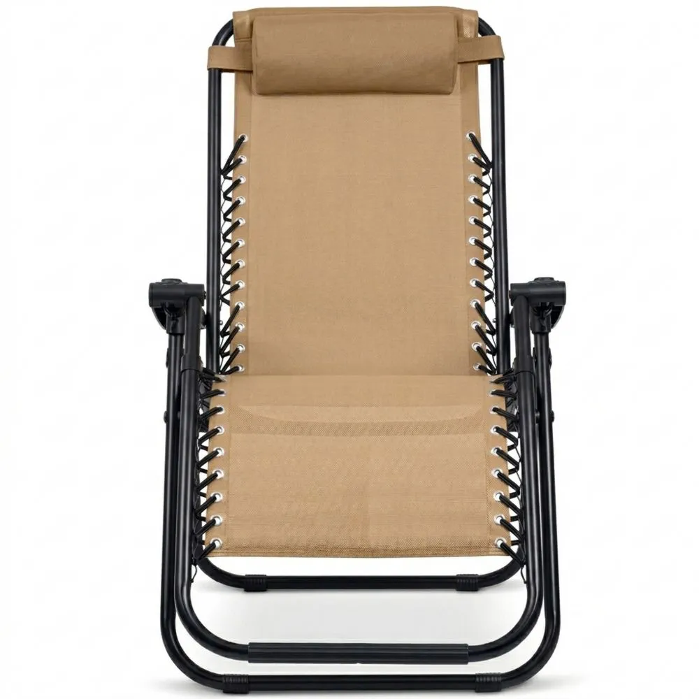 Klappbare Sonnenliege mit Kissen, belastbar bis 150 kg, Beige-Lutrivora