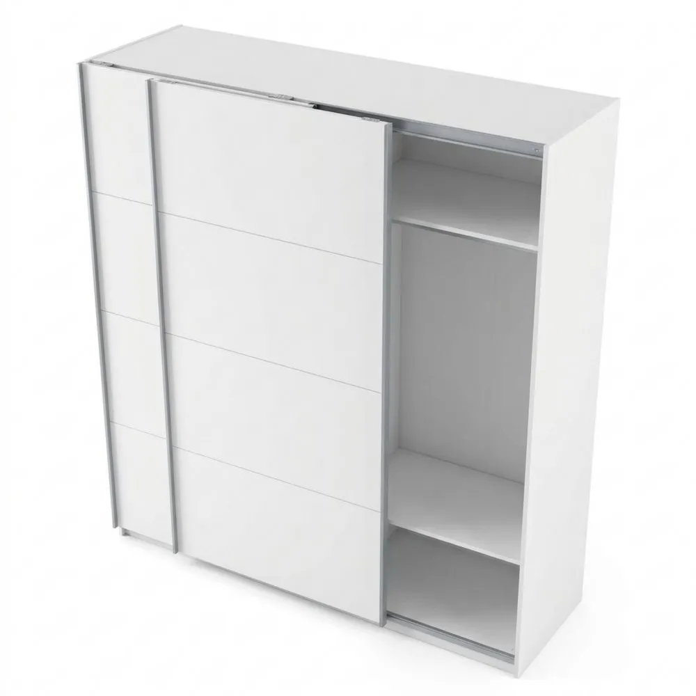 Moderner Schwebetürenschrank in Weiß mit viel Stauraum