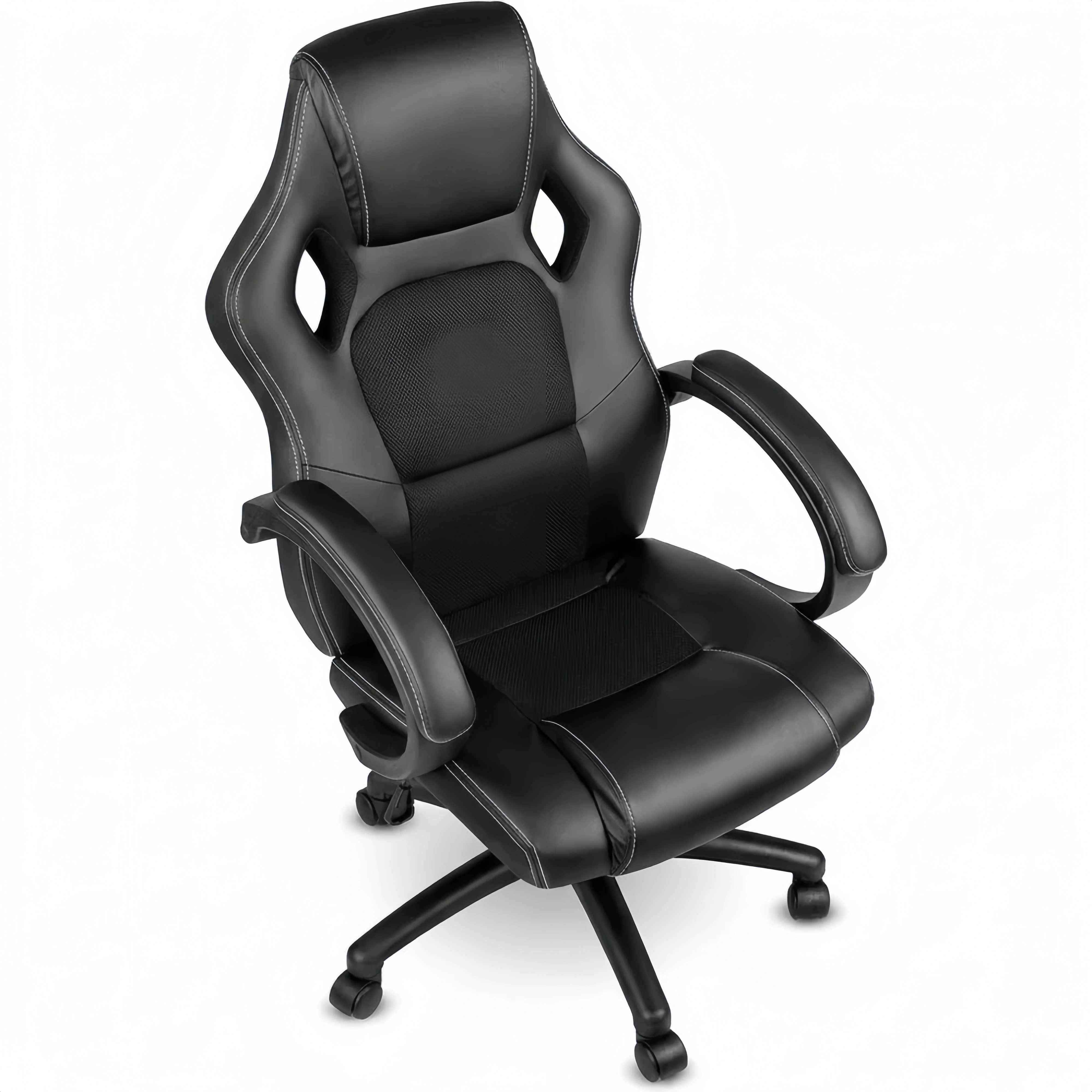 Ergonomischer Drehstuhl mit Wippmechanik und gepolsterten Armlehnen