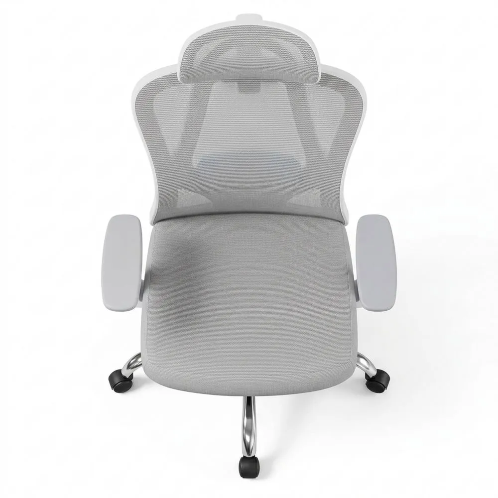 Ergonomischer Bürostuhl mit verstellbarer Kopf- und Lendenstütze, 3D-Armlehnen und Wippmechanik