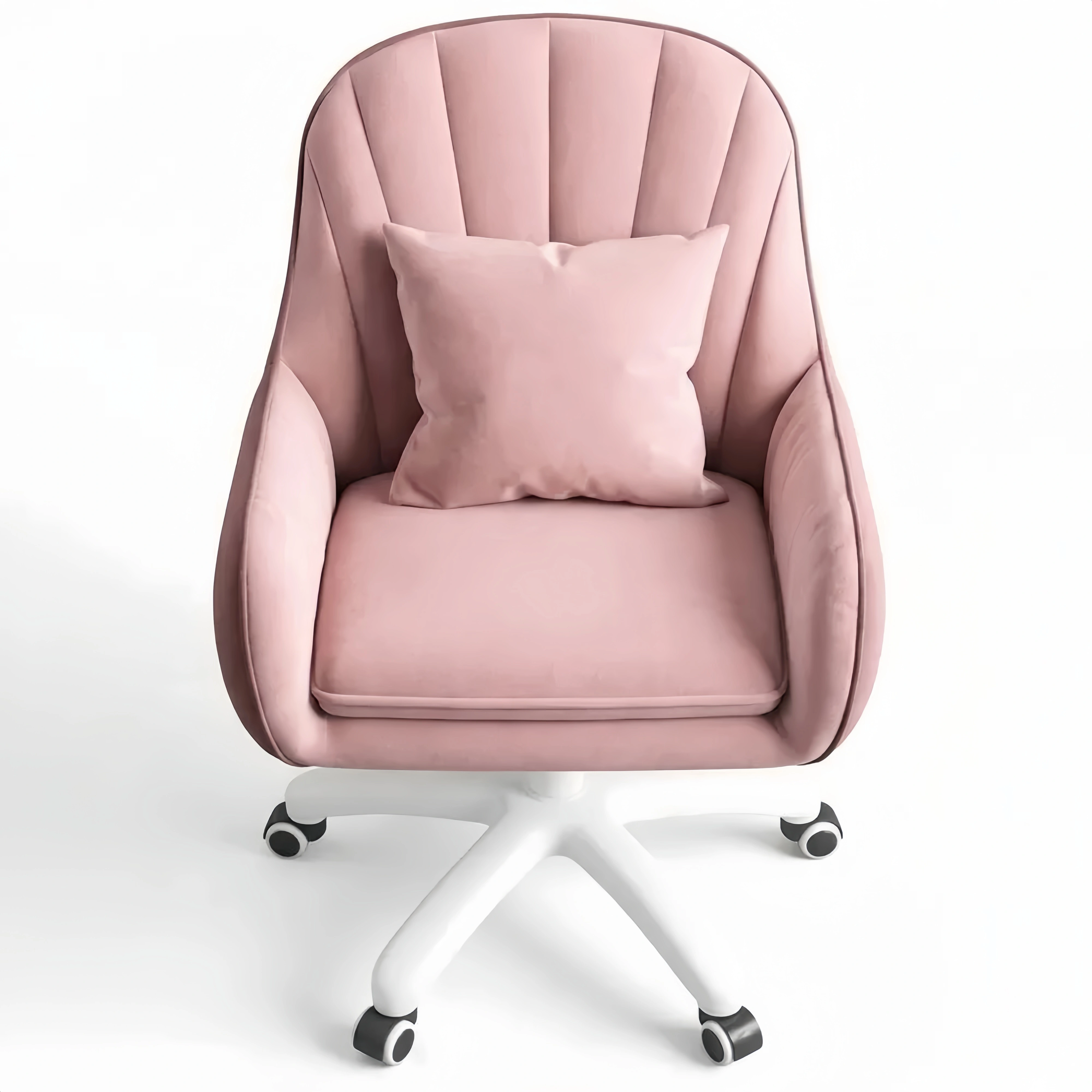 Ergonomischer Samt-Drehstuhl, höhenverstellbar, mit Kopfkissen, ideal für Homeoffice und Schlafzimmer, belastbar bis 120 kg, Rosa