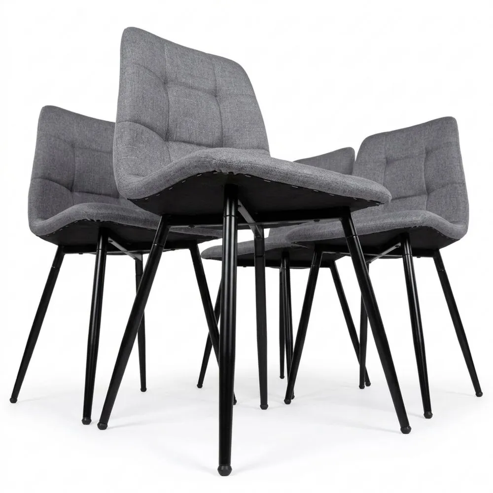 Moderner Esszimmerstuhl im 4er-Set mit Leinenoptik und Metallbeinen
