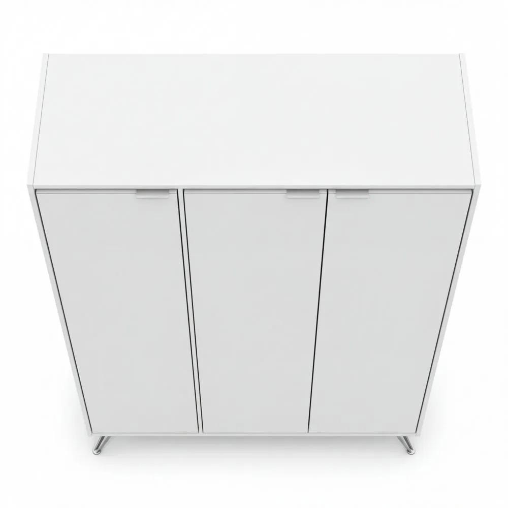 3-türiger Kleiderschrank mit Push-to-Open, inklusive Zubehör, Weiß, 140 cm Breite