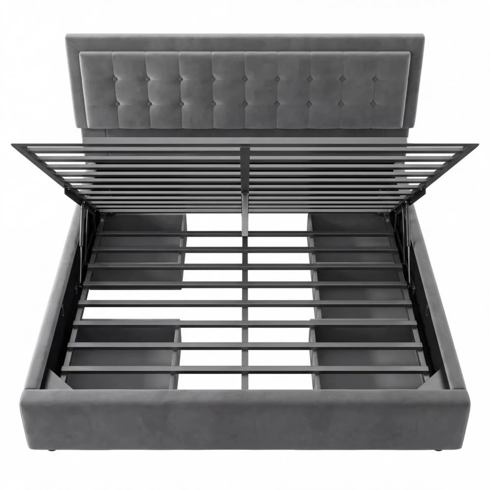 Doppelbett mit Stauraum und Lattenrost 160x200 cm in Grau