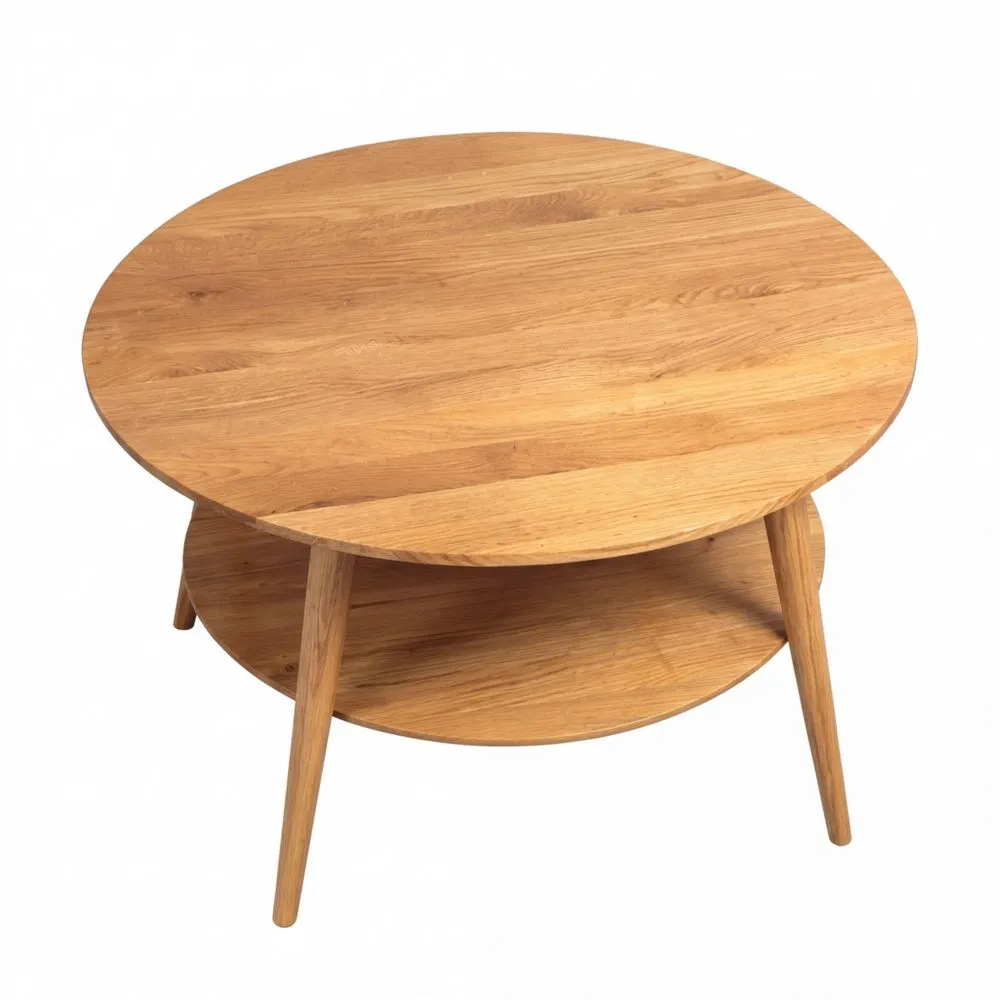 Runder Wohnzimmertisch aus massiver Wildeiche, Ø 80 cm, Höhe 45 cm