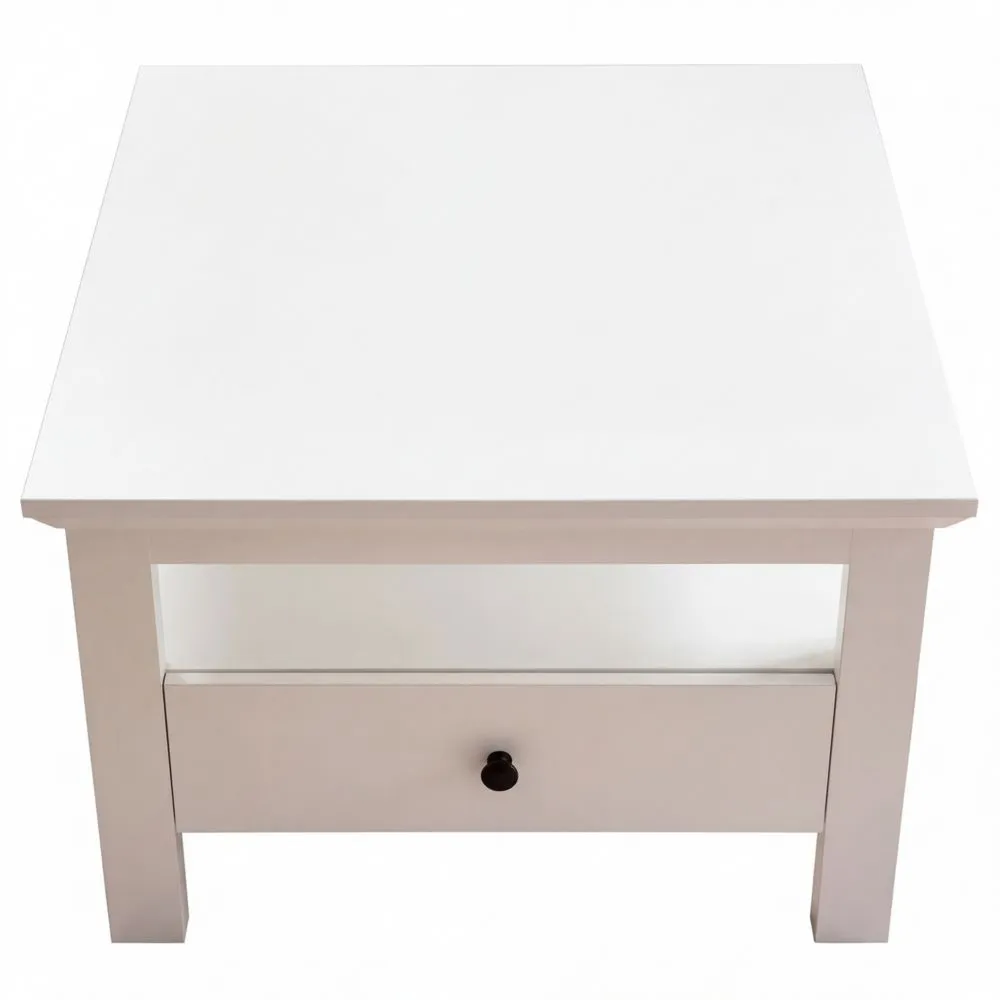 Moderner Couchtisch Weiß mit Schublade und großer Ablagefläche