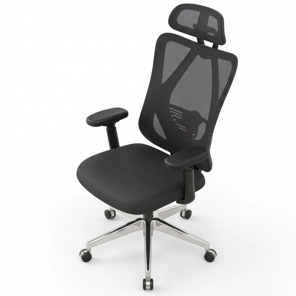 Ergonomischer Bürostuhl mit Verstellbarer Kopfstütze und Armlehnen