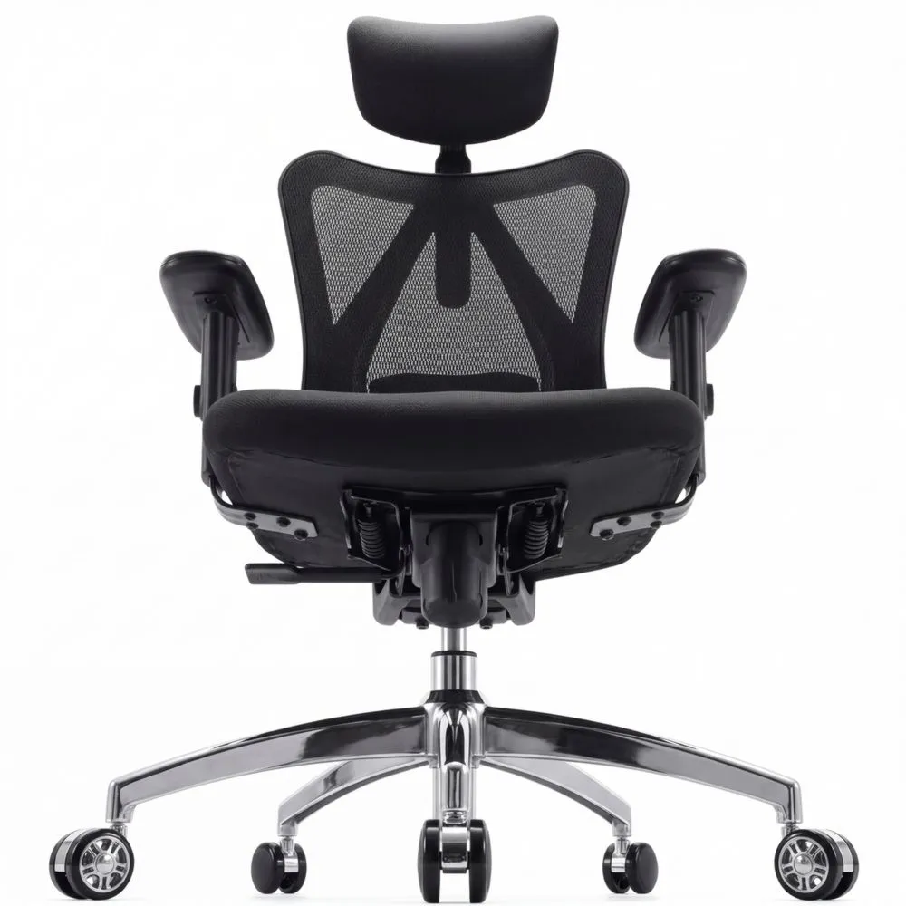 Ergonomischer Bürostuhl mit Verstellbarer Unterstützung und Wippfunktion