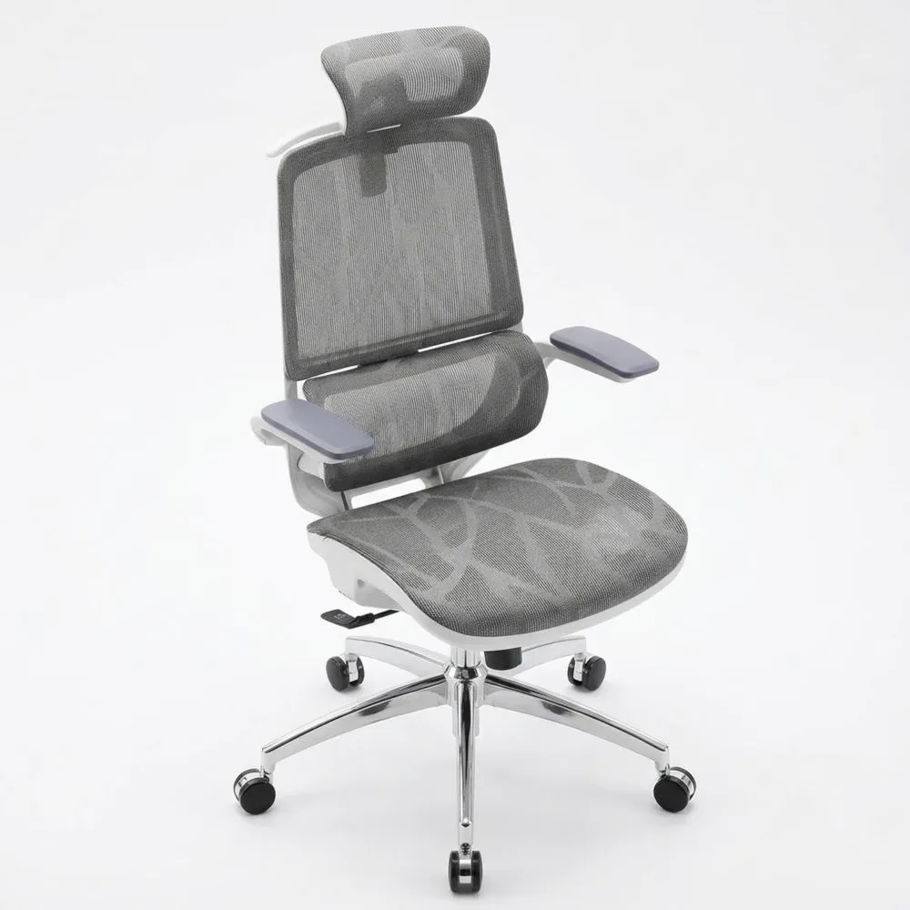 Ergonomischer Schreibtischstuhl mit klappbaren Armlehnen und Lendenwirbelstütze