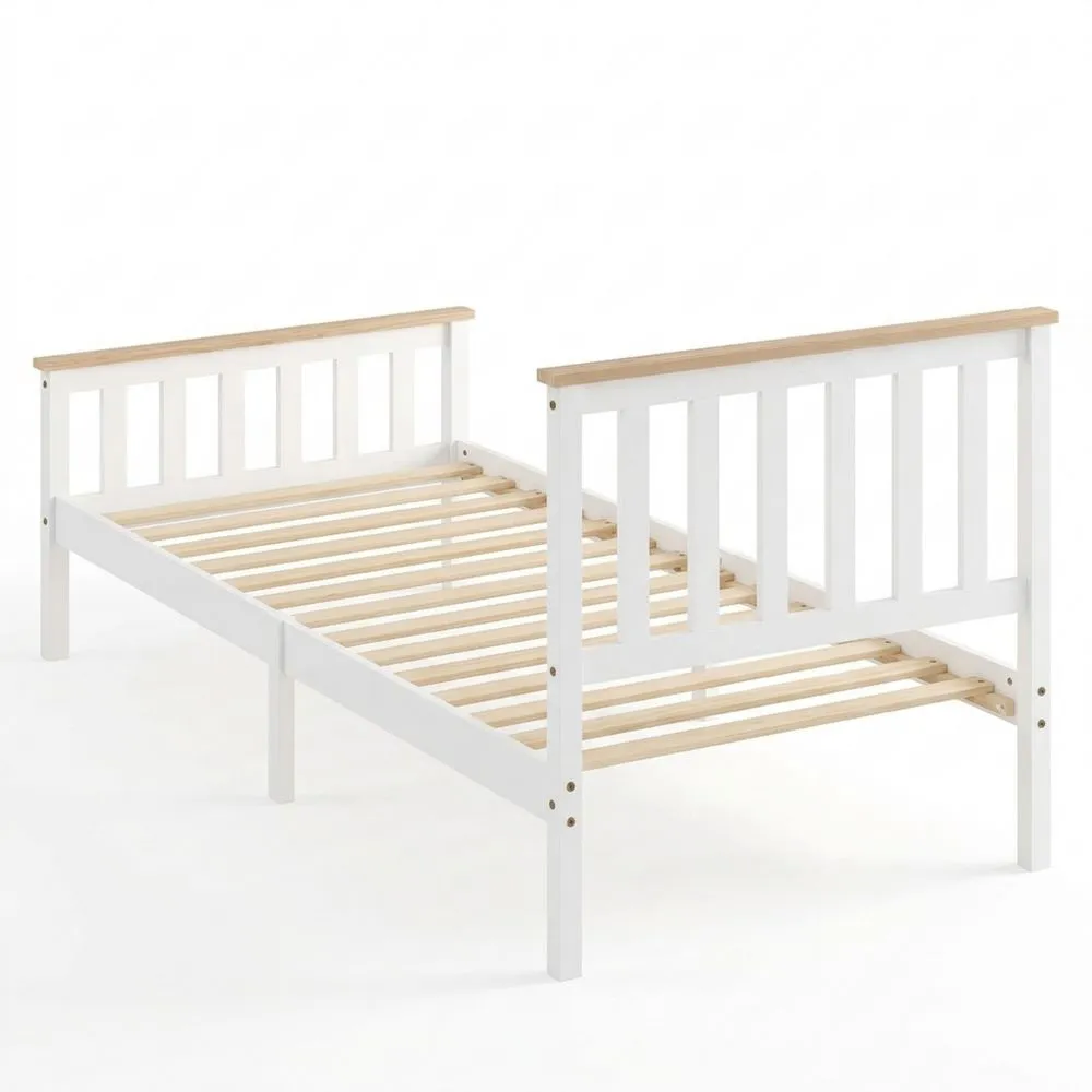 Holzbett 90x200 cm mit Lattenrost und Stauraum