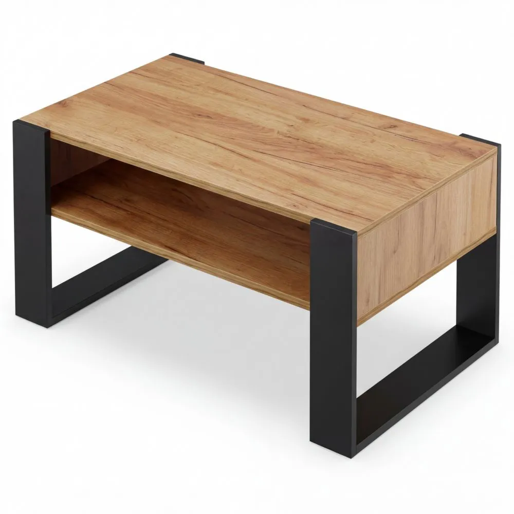 Moderner Couchtisch mit Stauraum in Schwarz Eiche