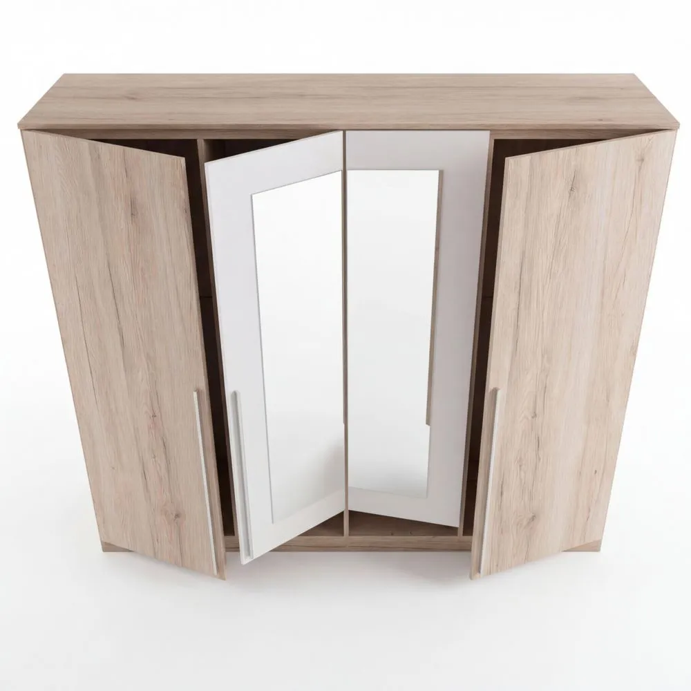 Vielseitiger Kleiderschrank mit Spiegel und Eiche-Optik