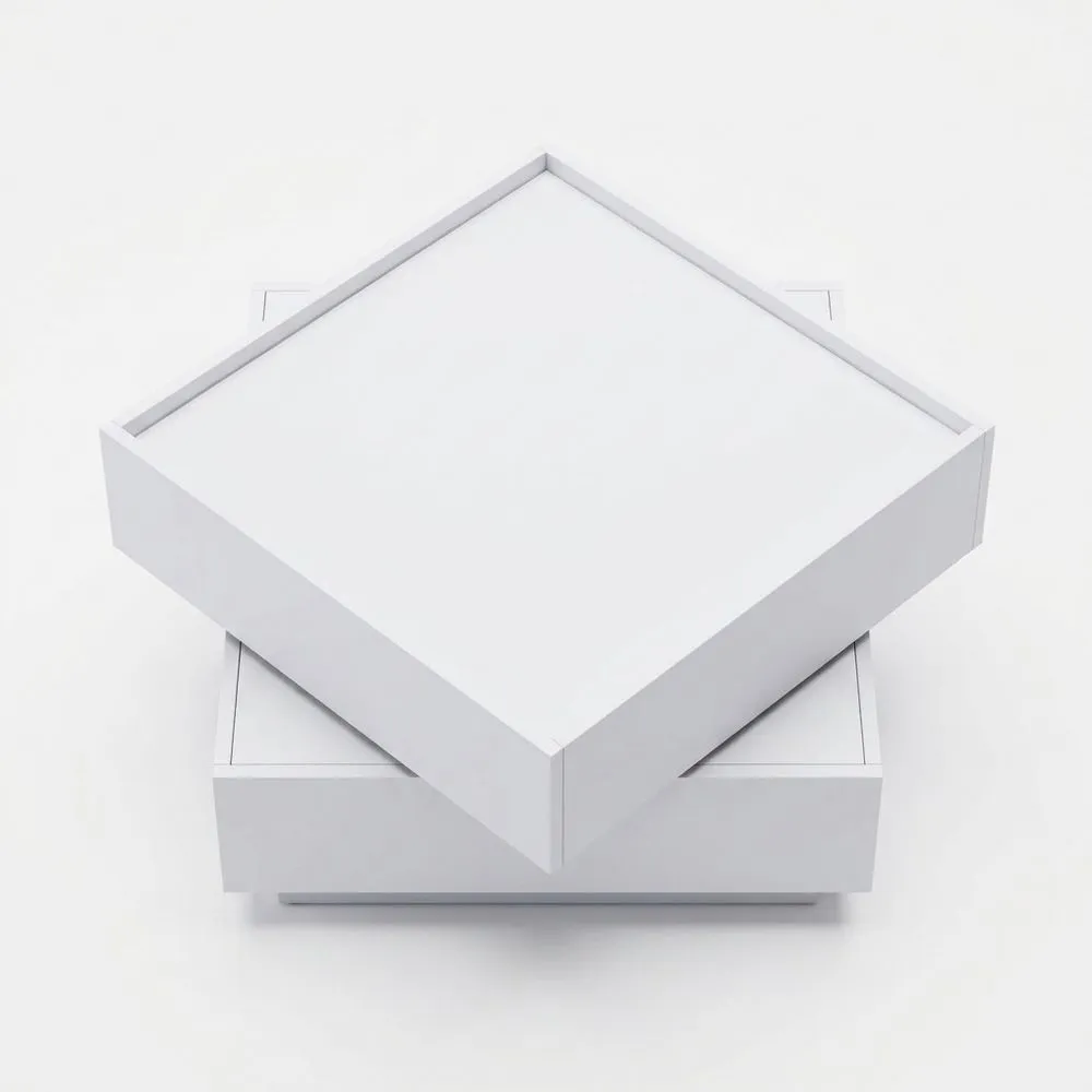 Quadratischer Wohnzimmertisch mit drehbarer Funktion und Schubladen, Sofatisch für vielseitige Nutzung