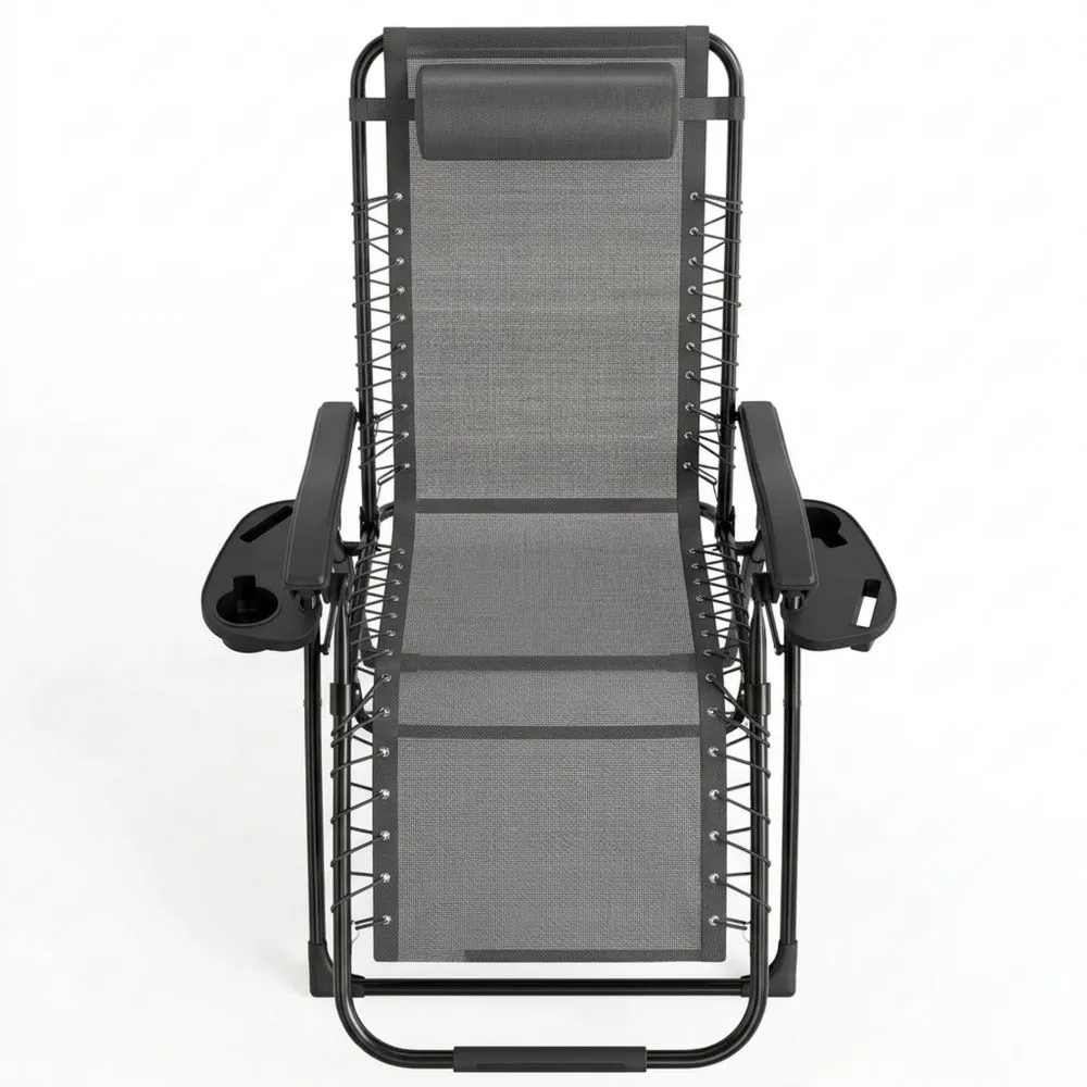 Verstellbare Sonnenliege mit Kopfstütze und Getränkehalter