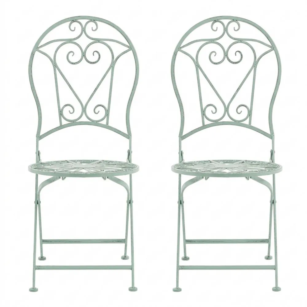 Klappbares Gartenstuhlset aus Metall in Grün, 2-teilig