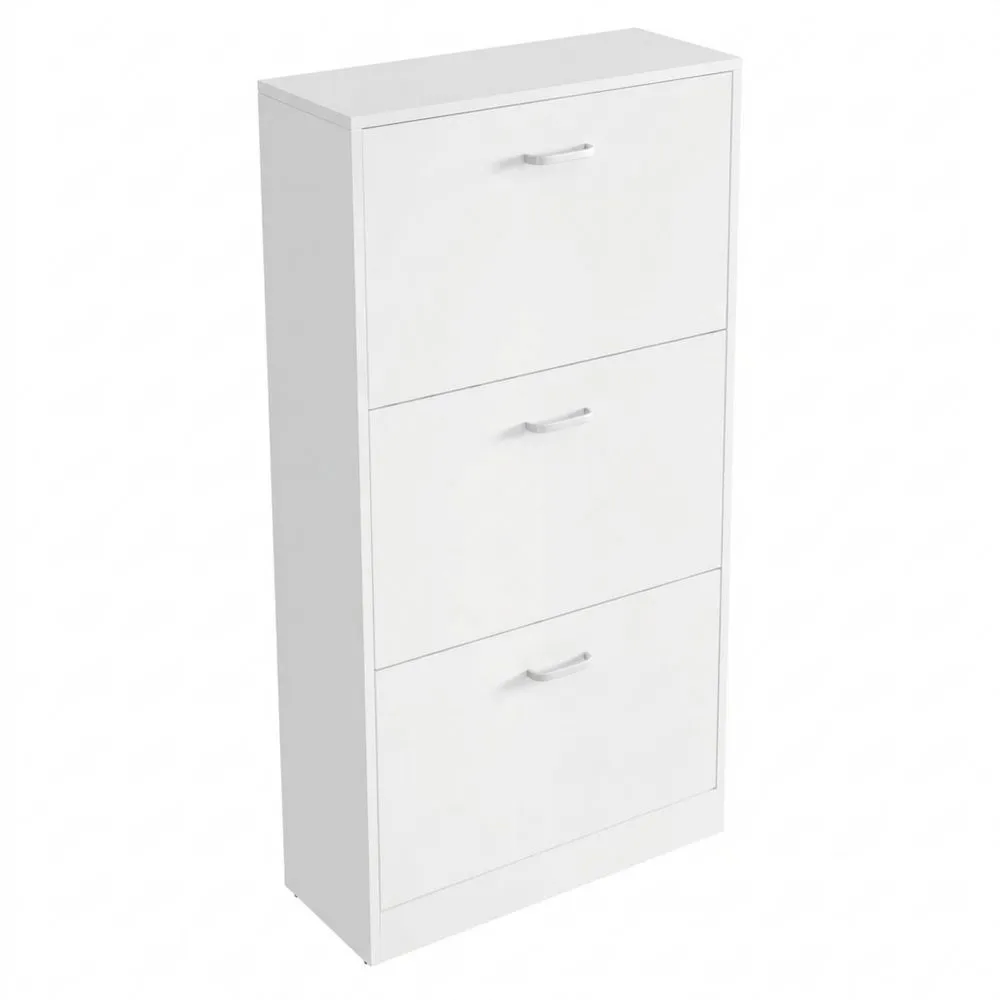 Schuhkommode mit 3 verstellbaren Fächern, ideal für Flur und Wohnzimmer, Weiß, 60 x 120 x 24 cm