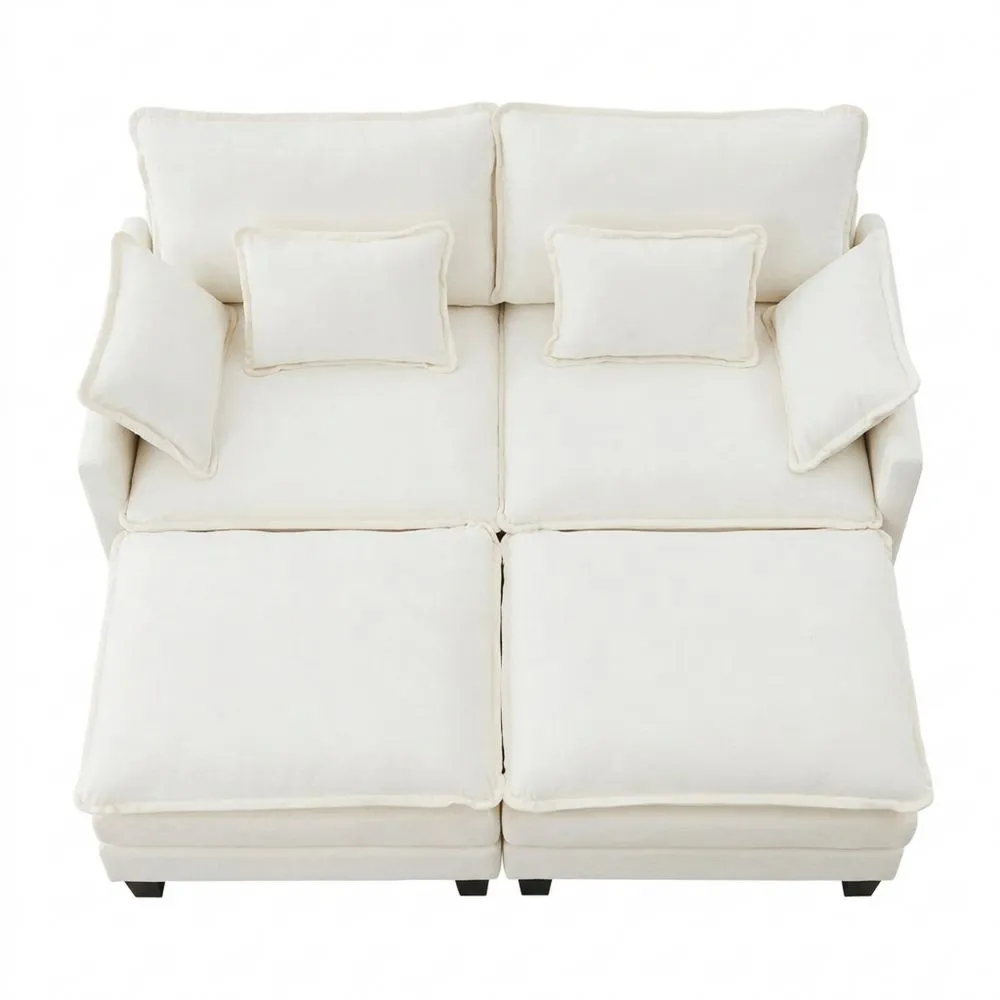 Ecksofa mit Schlaffunktion und Hocker, Komfortabel für Wohnzimmer