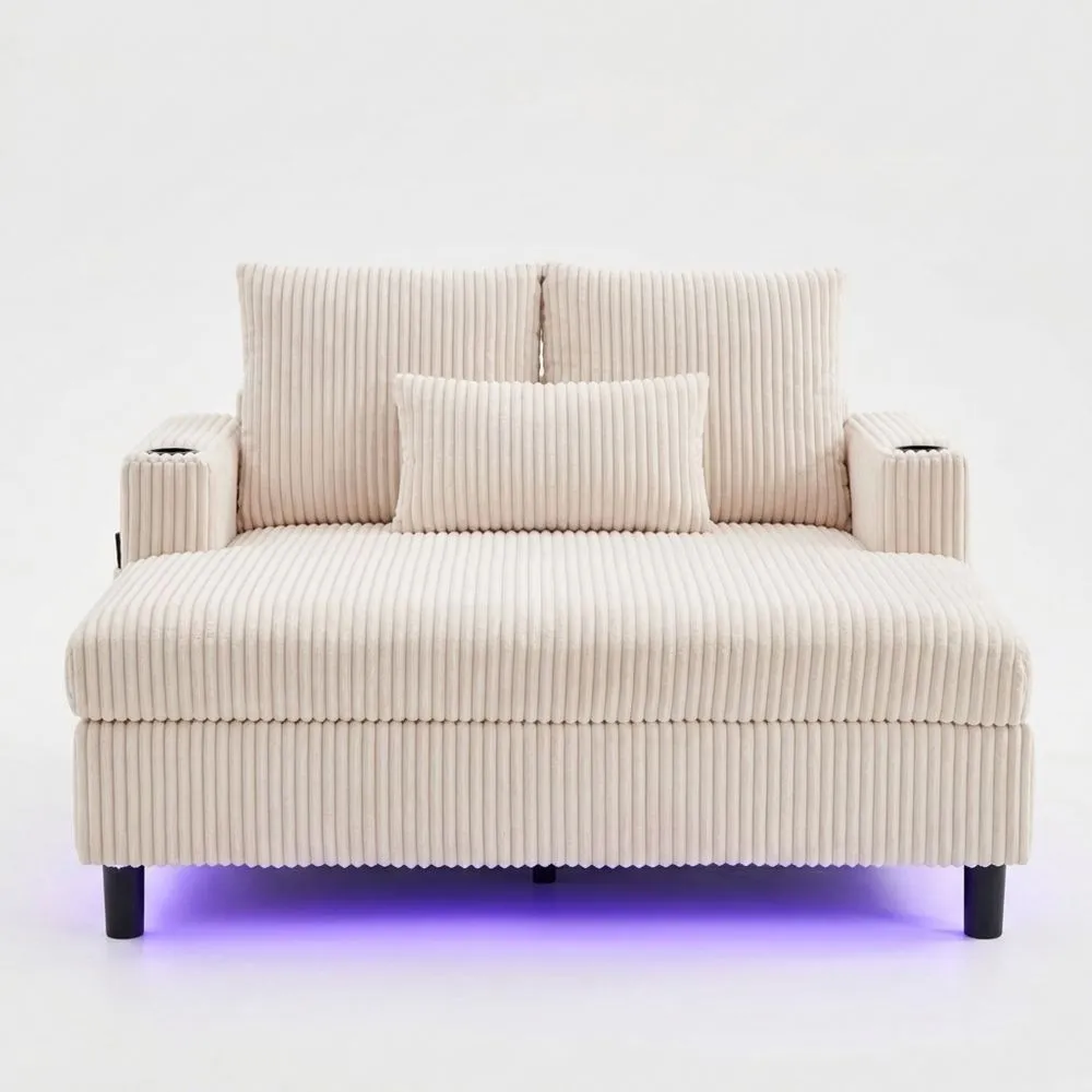 Weicher Chaiselongue-Liegesessel mit Getränkehaltern und LED-Beleuchtung