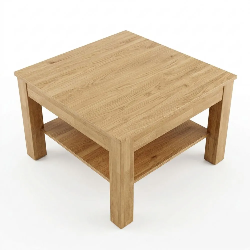 Massivholz Couchtisch in Eiche, 75x50x45 cm