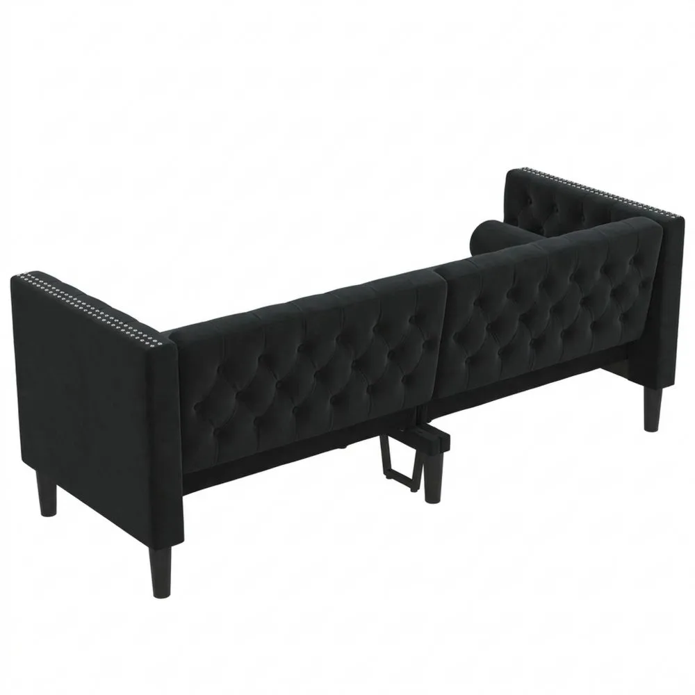 Elegantes 3-Sitzer Polstersofa mit Samtbezug und Nackenrollen