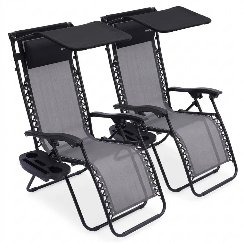 Klappbare Gartenliege im Set mit Sonnendach und Beistelltisch