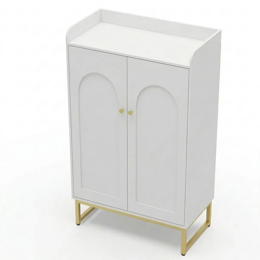 Freistehender Schuhschrank mit 5 Ebenen, Weiß, Verstellbare Einlegeböden, Platz für 16-20 Paar Schuhe