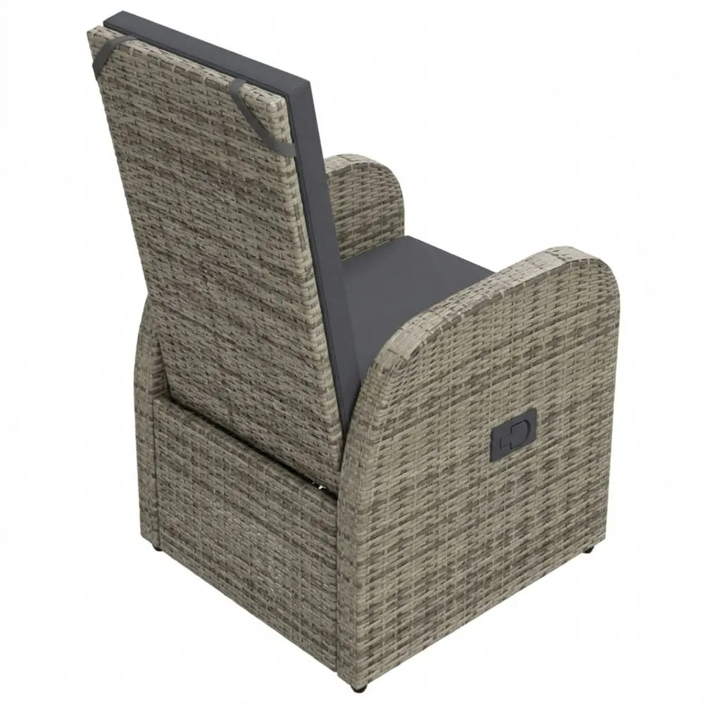 Verstellbarer Liegestuhl mit Kissen aus Poly Rattan für den Garten