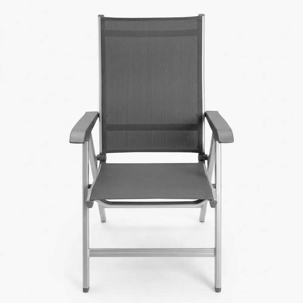 Verstellbarer Gartenstuhl Hochlehner klappbar, wetterfest, Aluminium & Kunststoff, Silber/Anthrazit