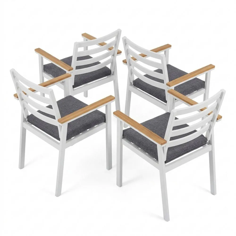 Elegantes 4er-Set Gartenstühle mit Grauen Sitzkissen