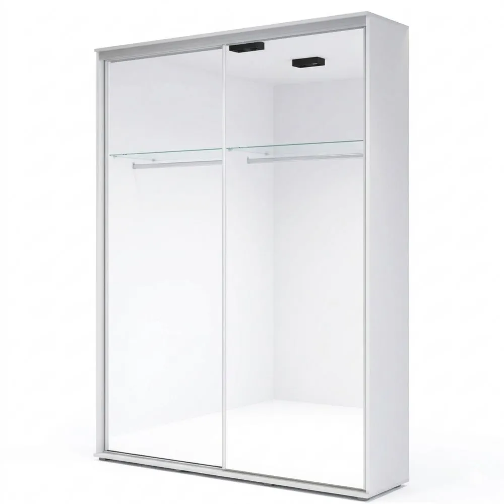 Großer Schiebetür-Kleiderschrank mit Spiegel, 160x242x45cm, Weiß