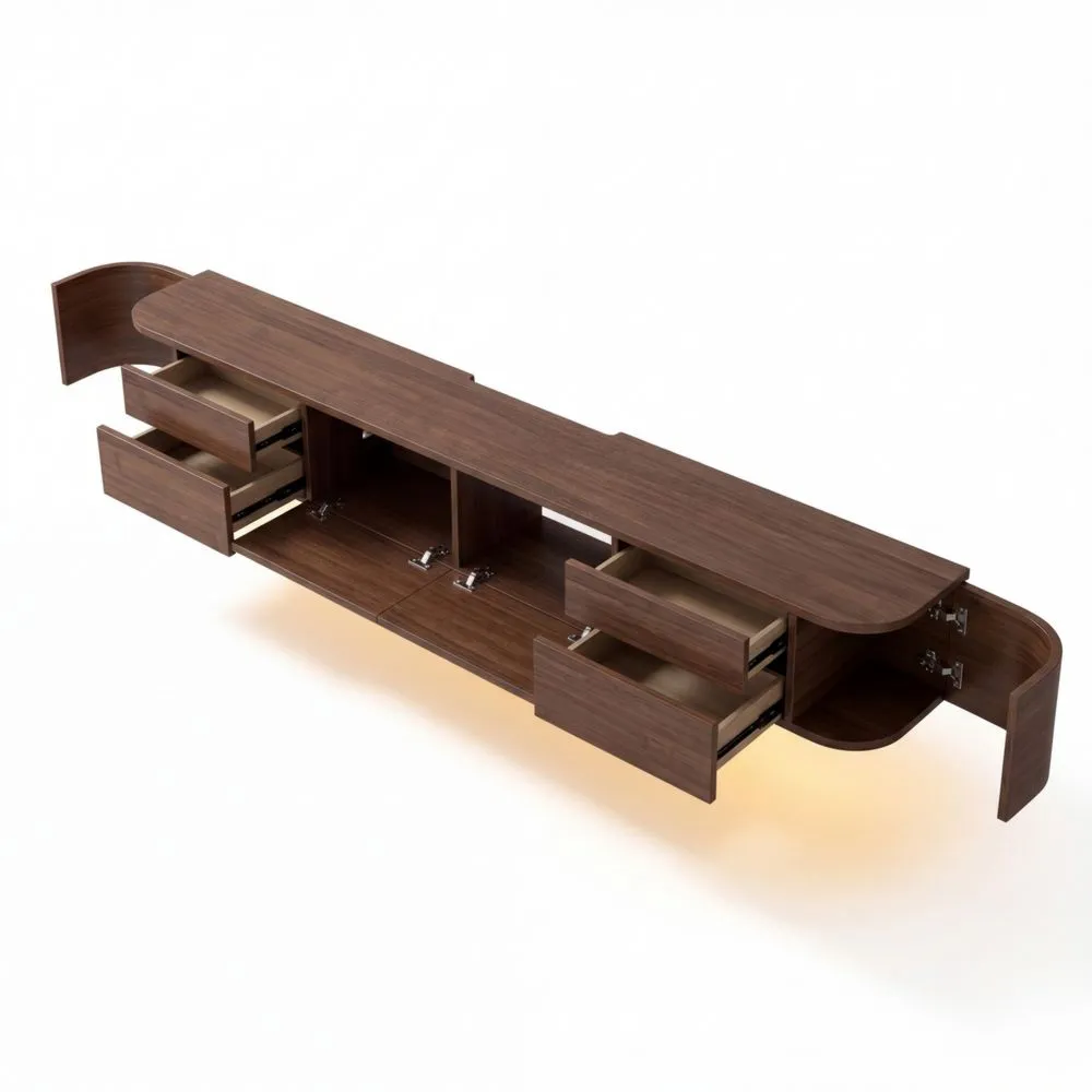 Wandmontierter TV-Schrank mit LED und Stauraum