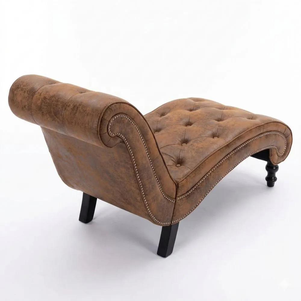 Elegante Chaiselongue in Wildleder-Optik mit Samtbezug