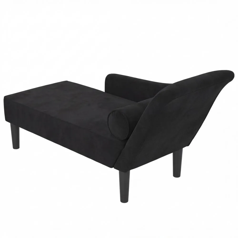 Bequeme Chaiselongue mit Kissen, gepolsterte Recamiere für Wohnzimmer oder Büro, Relaxliege aus schwarzem Samt