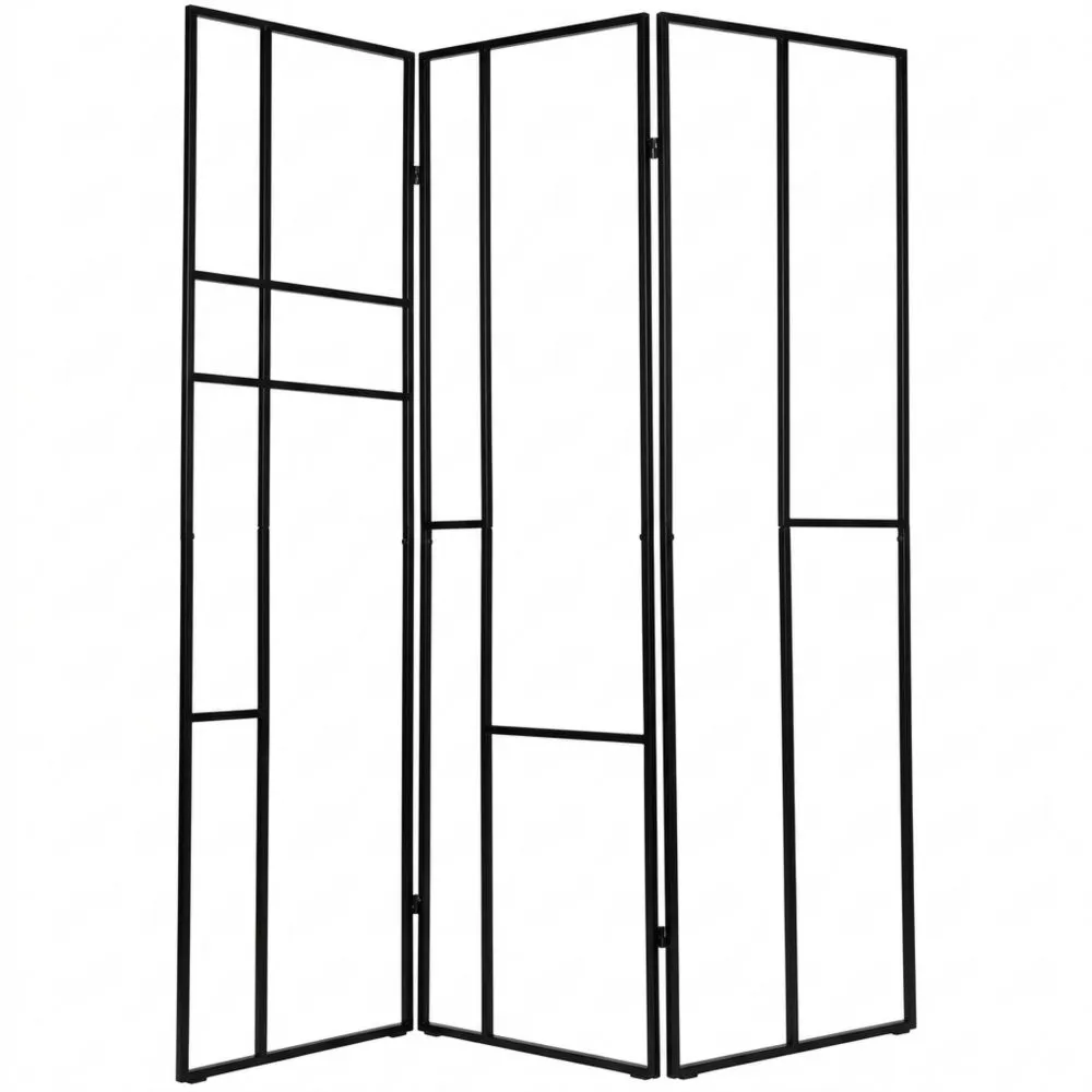 Schwarzer Metall-Raumteiler für Kleidung mit Ablagegitter
