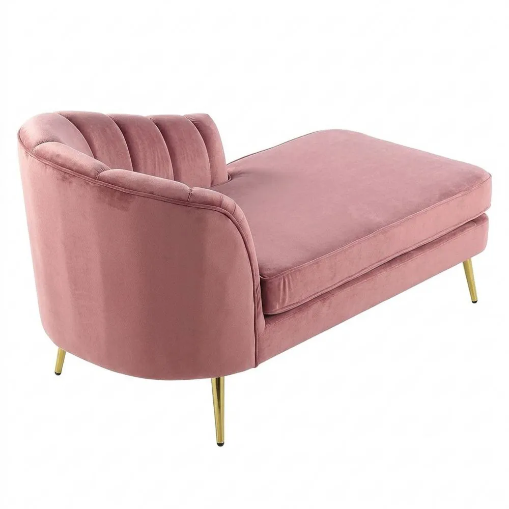 Samt Chaiselongue in Rosa mit Muschelform Lehne