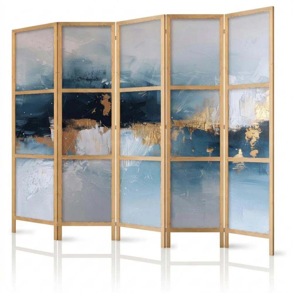 Orientalischer Raumteiler aus Holz, 5-Paneele, 225x172 cm