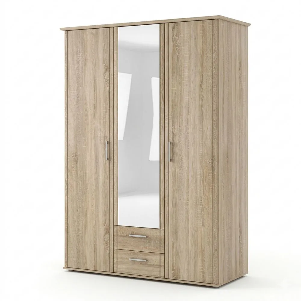 Moderner Drehtürenschrank mit Schubladen, Eiche Sonoma, Schlafzimmermöbel