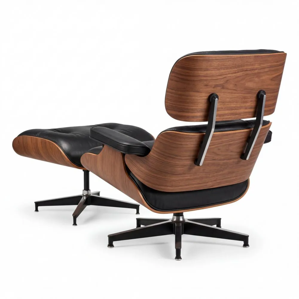 Modernes Kunstleder Relaxliege mit Hocker, drehbares Design, gepolsterter Sitzkomfort