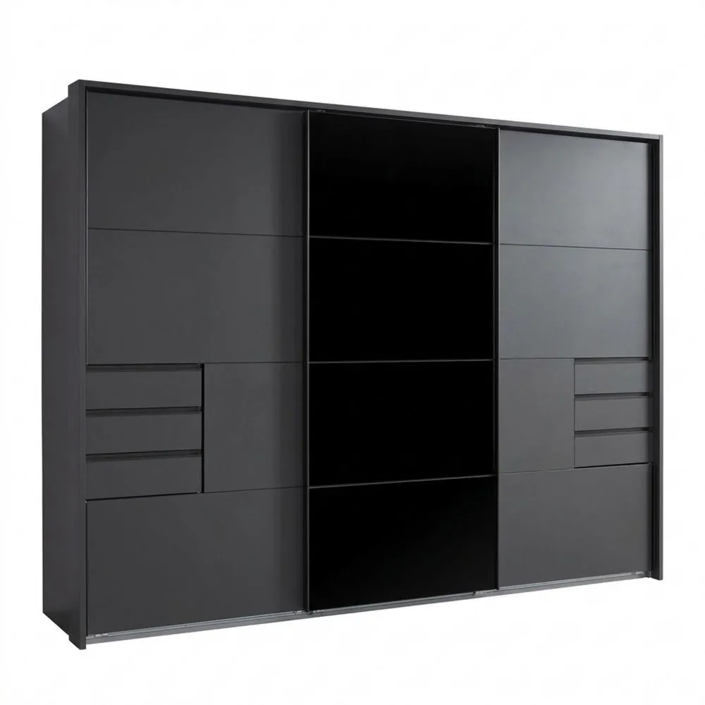 Großer Schwebetürenschrank für Schlafzimmer, dreitürig, mit Passepartout