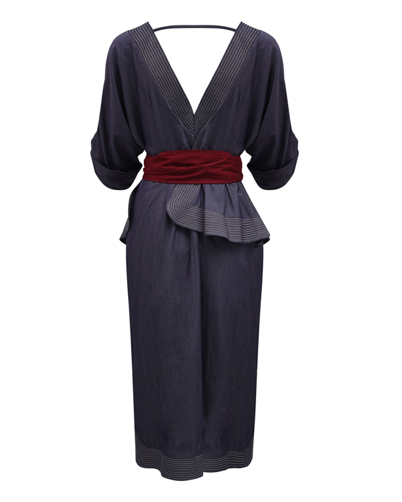 Women's spring and summer comfortable back V-neck denim dress