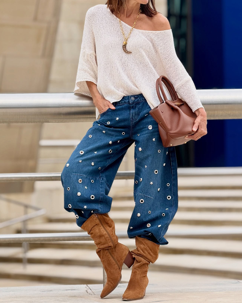 Women's Spring and Summer Comfortable Relaxed Embroidered Pattern Pants