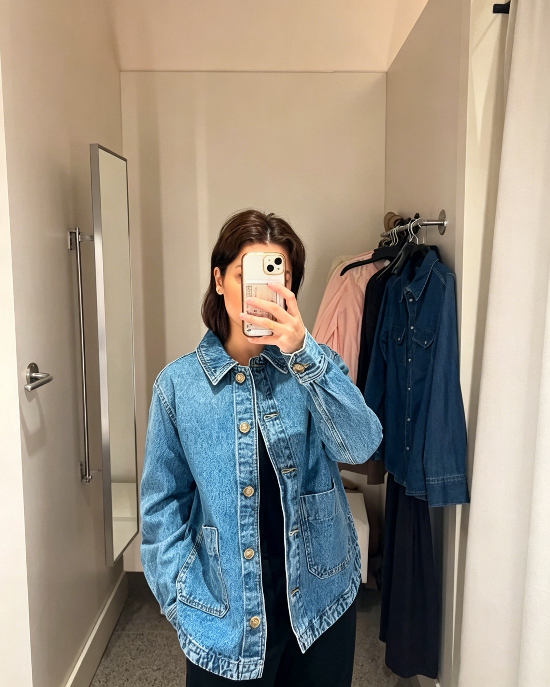 Oversized Light Wash Workwear Denim Jacket