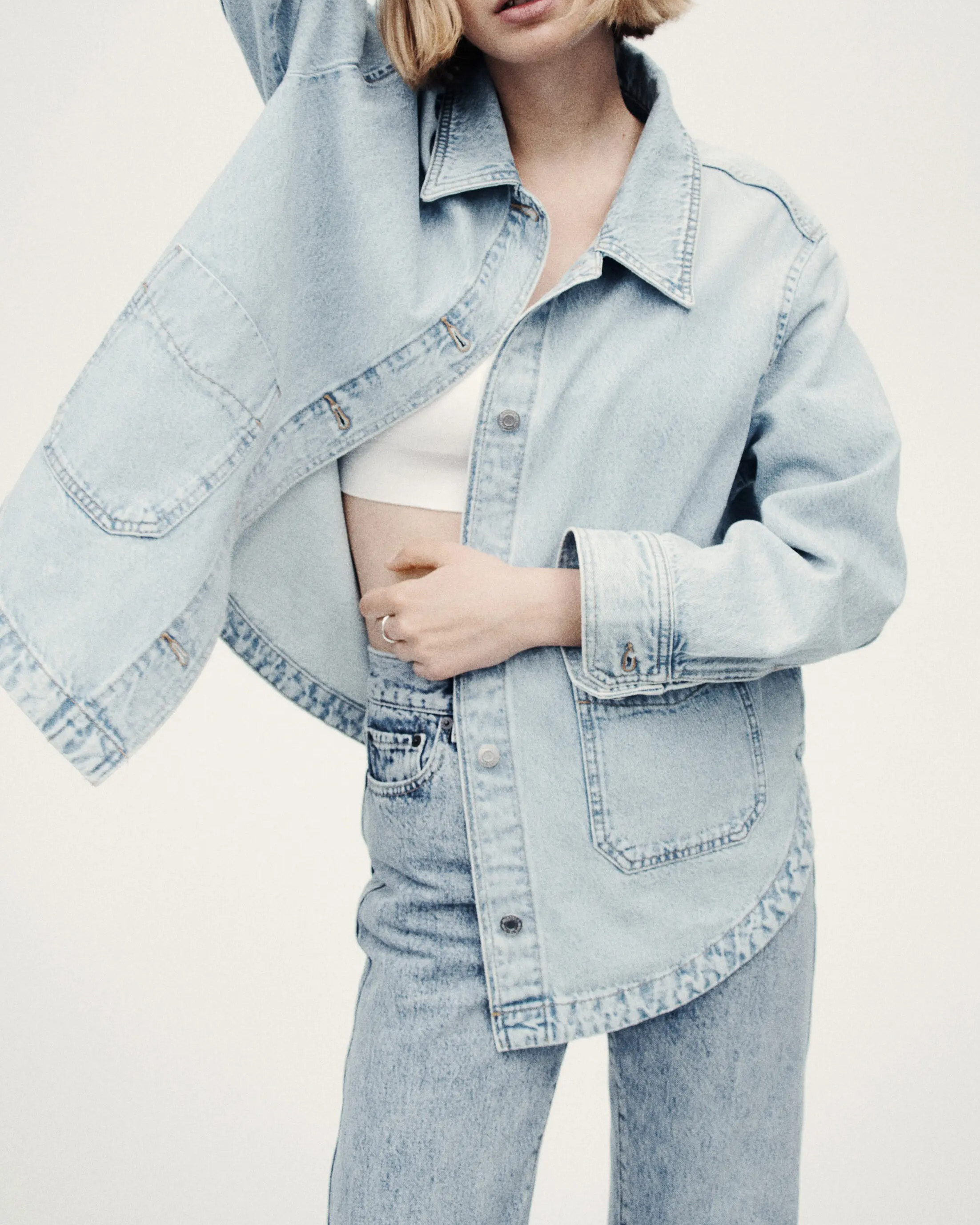 Oversized Light Wash Workwear Denim Jacket