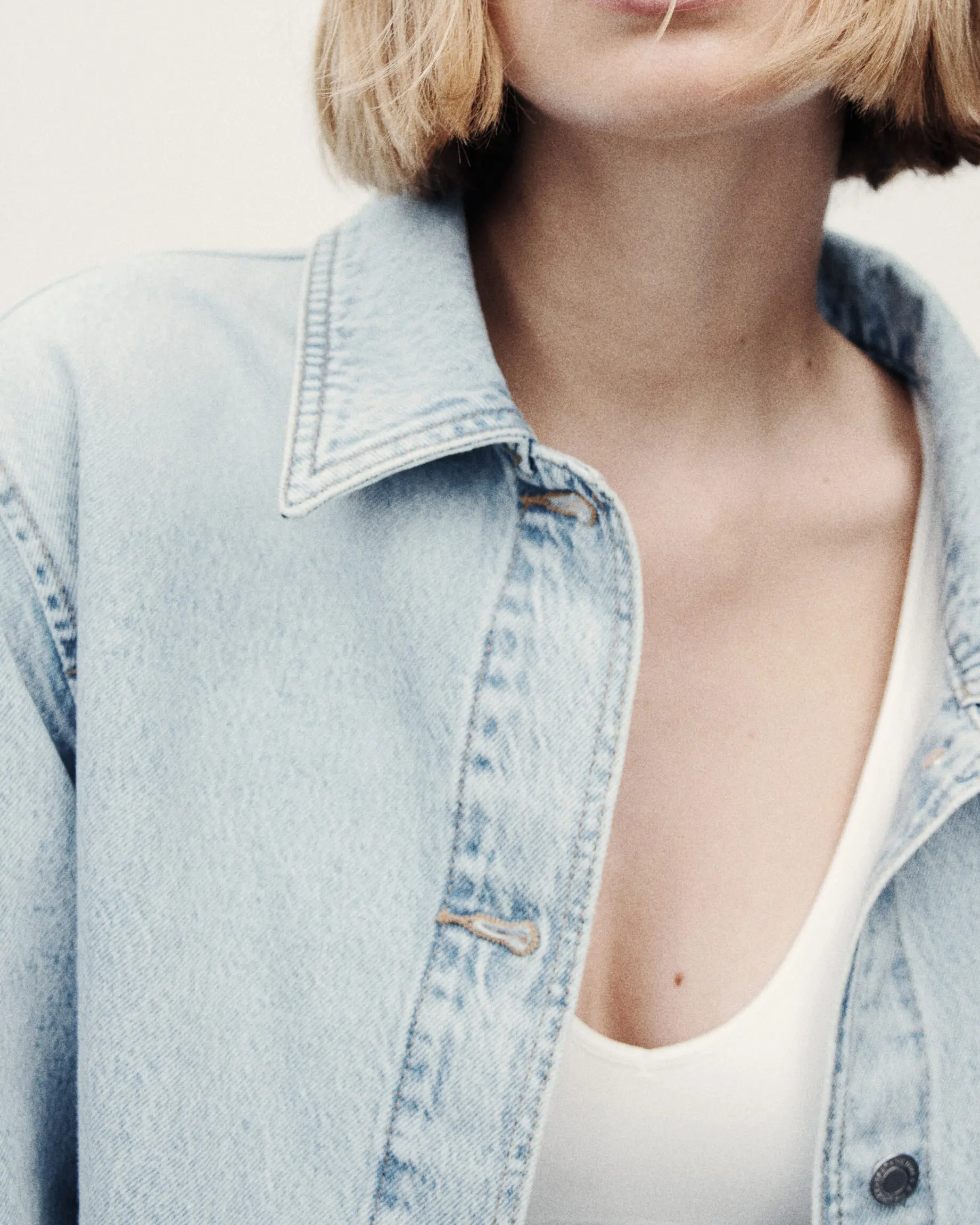 Oversized Light Wash Workwear Denim Jacket