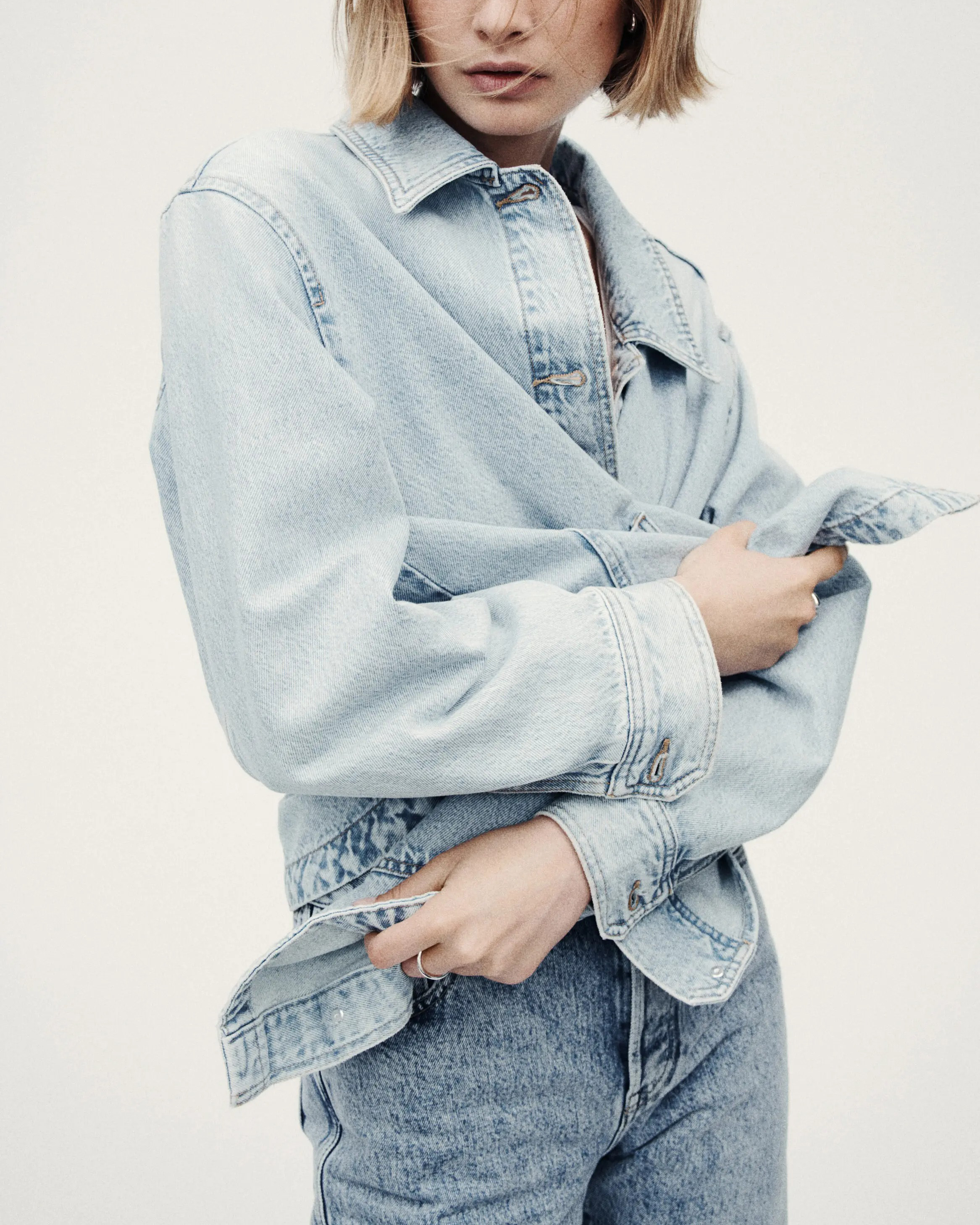 Oversized Light Wash Workwear Denim Jacket