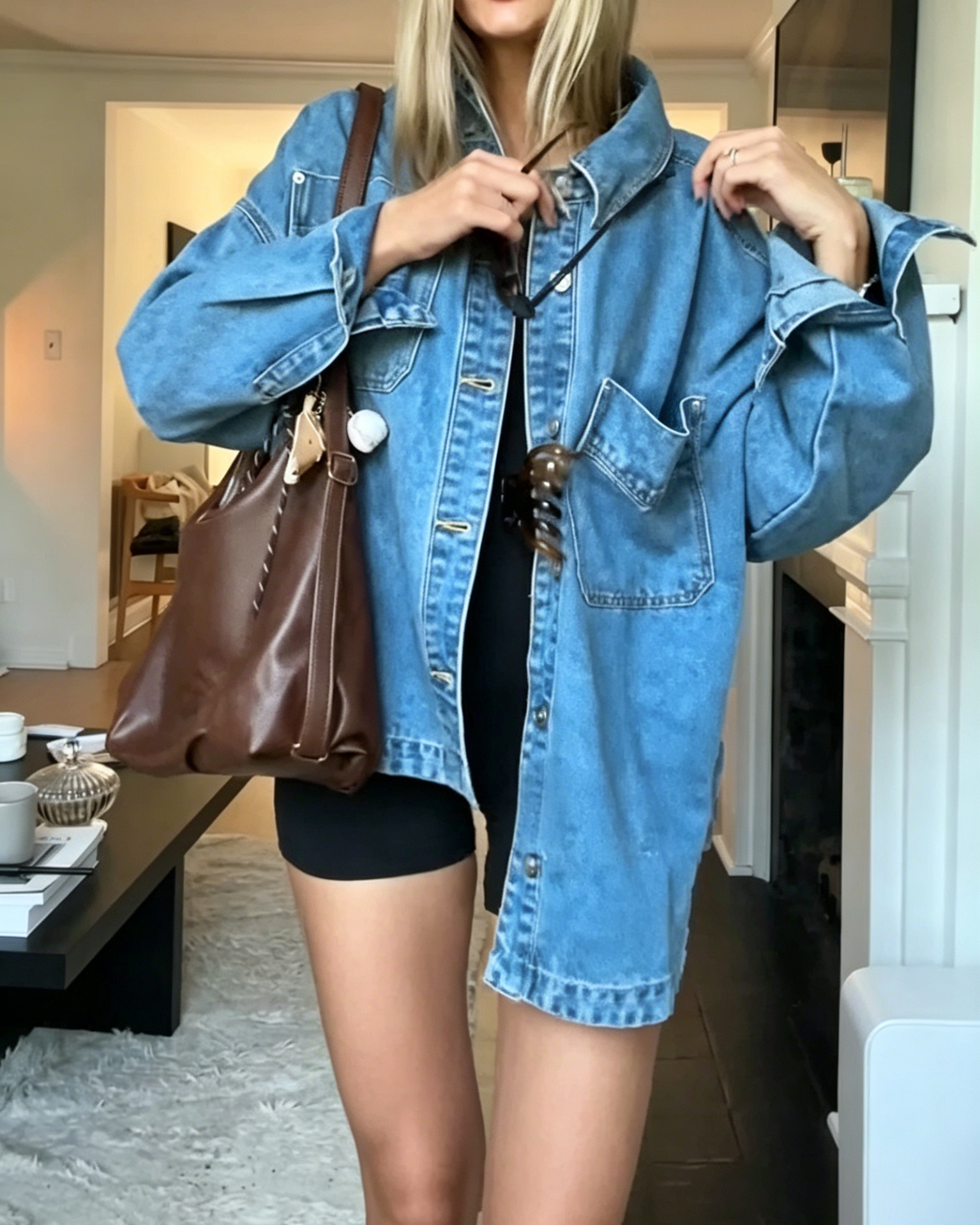 Classic Loose Dark Wash Denim Jacket
