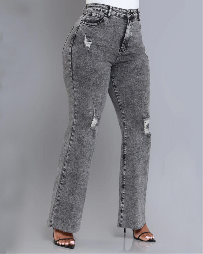 Rwd Raw 400 High Rise Jeans Grey Distressed Wide Leg