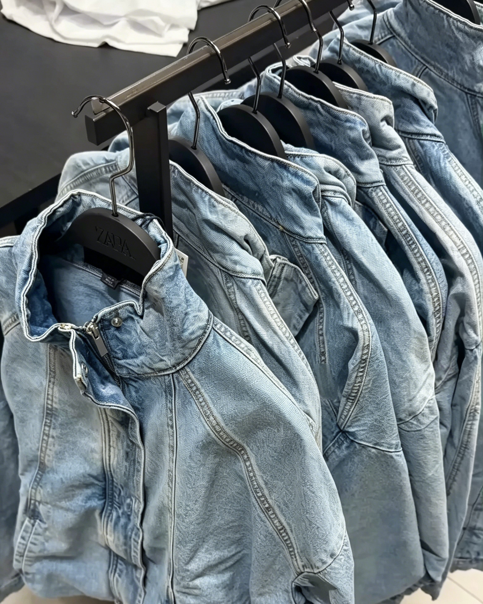 Stand Collar Light Wash Denim Jacket