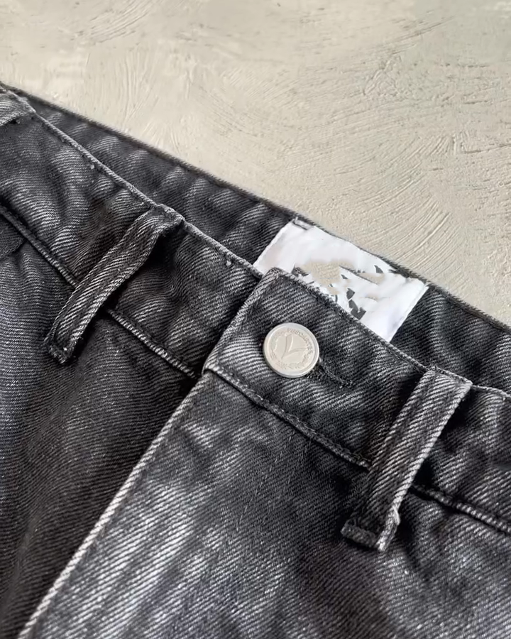 Zombie Graveyard Print Baggy Jeans - Horror Themed Black Wide Leg Denim Pants